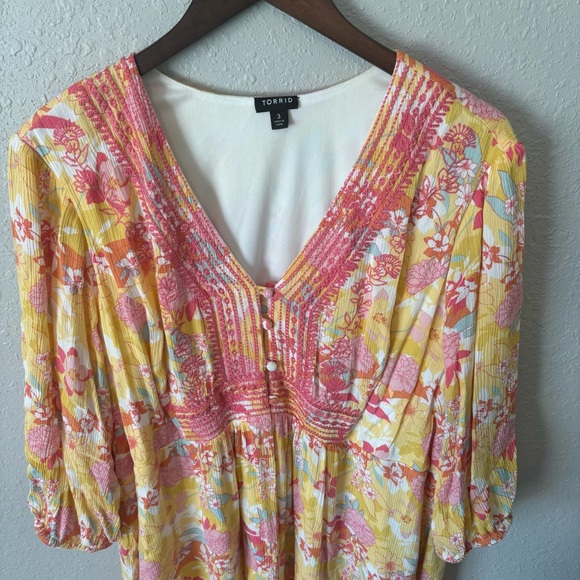 Torrid Peach Floral Gauze Hi-Lo Dress Size 3X (22-24) - Picture 11 of 13